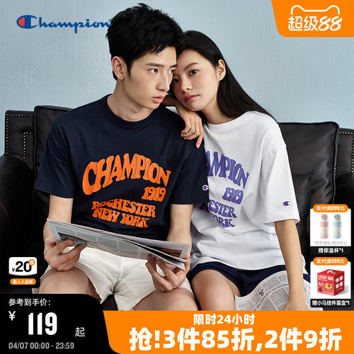 Champion冠军纯棉印花短袖t恤