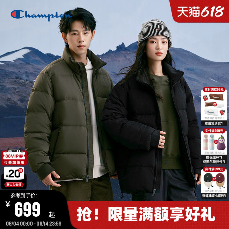 Champion冠军羽绒服男冬季立领面包服潮牌情侣保暖外套休闲户外风