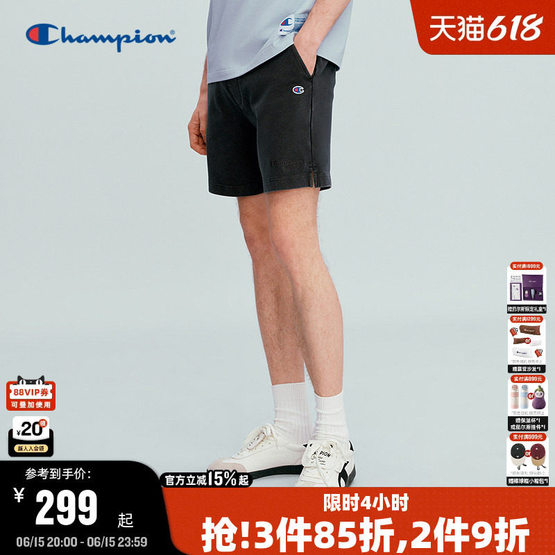Champion冠军短裤男2026夏季新款运动直筒裤女短款显瘦休闲潮黑色