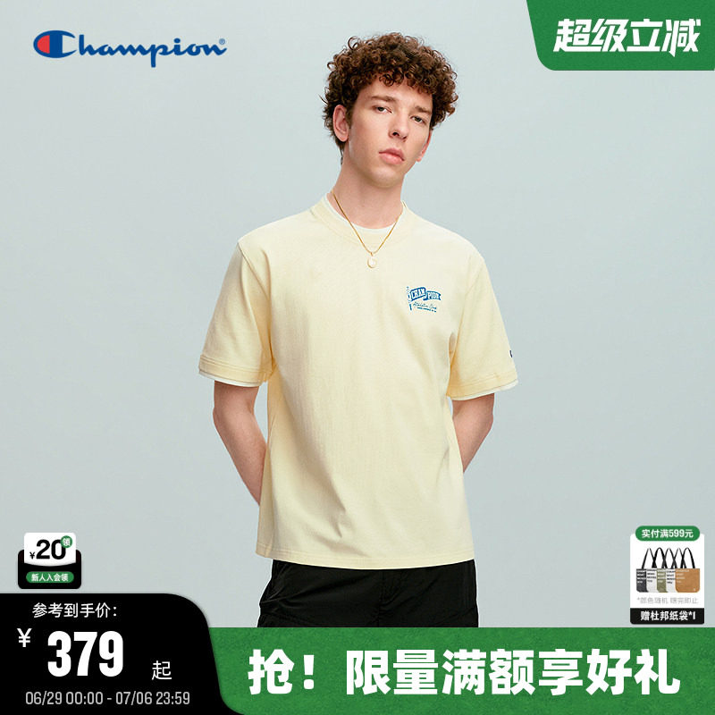 Champion冠军短袖纯棉T恤男2026夏季新款刺绣圆领休闲宽松上衣女