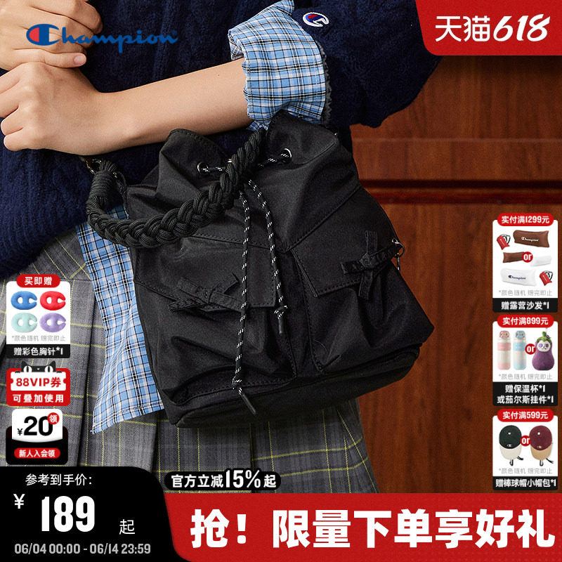 Champion冠军斜挎包2026夏季新款女束口抽绳单肩包精致通勤手提包