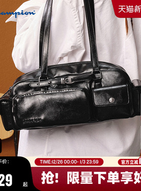 Champion冠军单肩包女25秋冬新款法棍包情侣休闲通勤枕头波士顿包
