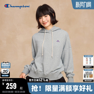 刺绣连帽卫衣女运动休闲潮红色 新款 Champion冠军女款 卫衣2025秋季