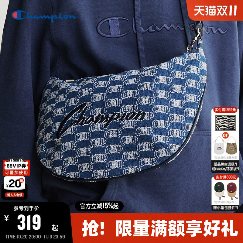 Champion冠军单肩包26秋季新款女老花月牙斜挎包男潮流复古背包