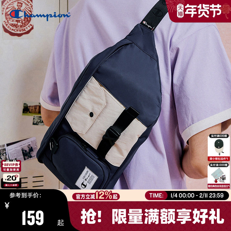 Champion冠军腰包秋冬新款工装风斜挎包男潮牌运动休闲单肩包