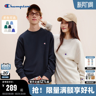 Champion冠军卫衣男春季刺绣经典小C圆领套头上衣女情侣秋冬美式