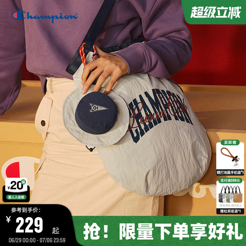 丁禹兮同款Champion冠军单肩托特包女26夏季新款大容量通勤背包男