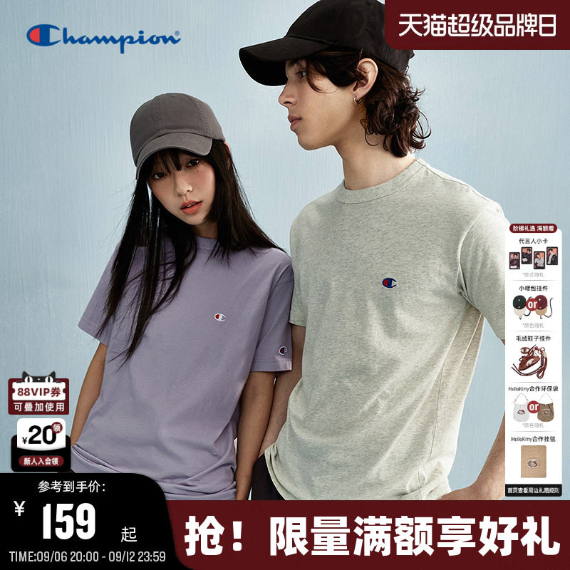 Champion冠军短袖情侣纯棉T恤图片