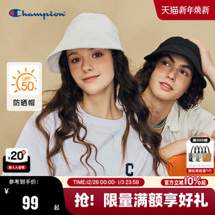 Champion冠军户外大帽檐防晒帽遮阳帽24秋季 女宽檐遮脸渔夫帽 新款