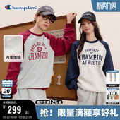 上衣女冬季 保暖复古男插肩袖 新款 Champion冠军加绒圆领卫衣秋季