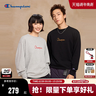 Champion冠军圆领廓形卫衣男2025秋季 女情侣印花字母卫衣休闲 新款