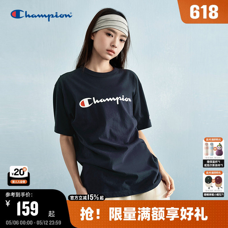 Champion冠军短袖t恤男2026夏季新款潮牌胶印纯棉标语上衣女美式