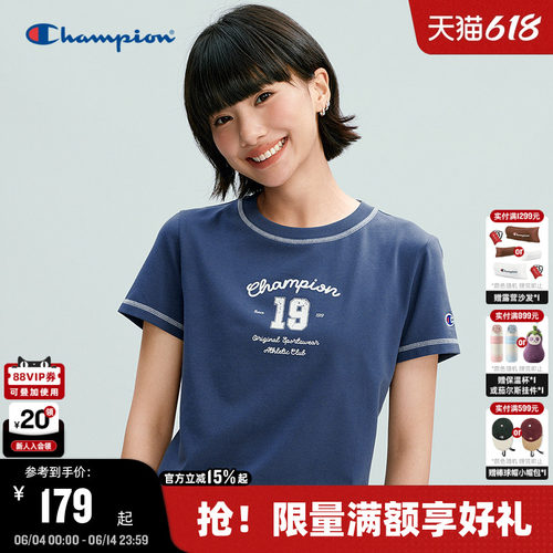 Champion短袖T恤圆领甜美风女款