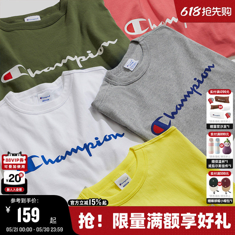Champion冠军短袖T恤男2026夏季纯棉休闲复古多巴胺上衣女宽松潮
