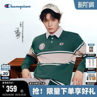 长袖 丁禹兮同款 新款 男26春季 复古学院风T恤女 Champion冠军POLO衫