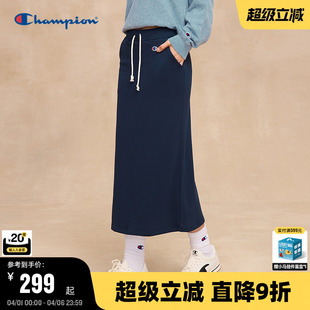 刺绣休闲红色抽绳款 韩系长裙夏 新款 Champion冠军半身裙女2026春季