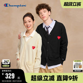 外套情侣款 爱心徽标V领休闲开衫 新款 Champion冠军卫衣男2025秋季