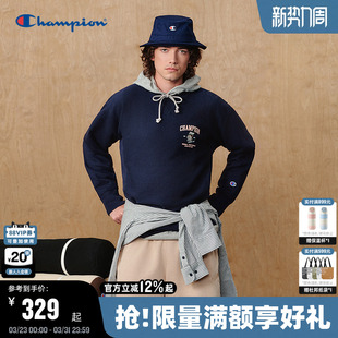 印花圆领上衣卡通刺绣女 新款 丁禹兮同款 Champion冠军卫衣男26春季