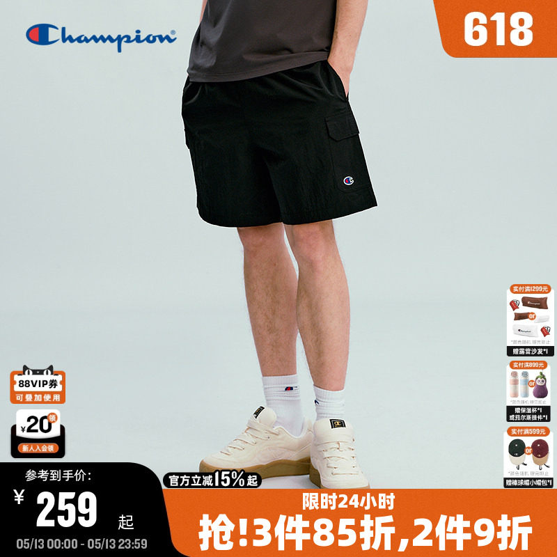 Champion冠军短裤男夏季2026夏季新款工装裤美式夏季休闲运动裤黑