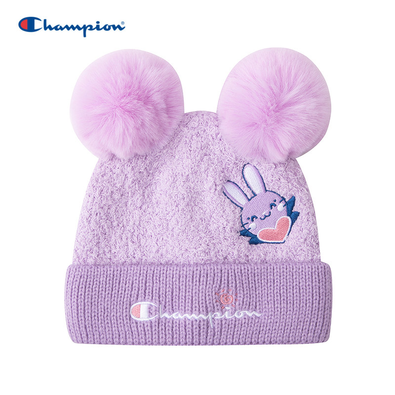 Champion冠军男女儿童25秋冬新款可爱耳朵毛球刺绣LOGO萌趣针织帽,童装/婴儿装/亲子装,帽子,淘宝优惠券,粉丝福利购,淘宝优惠卷