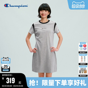 Champion连衣裙女2026春季新款柔系美式风宽松直筒型中长款潮针织