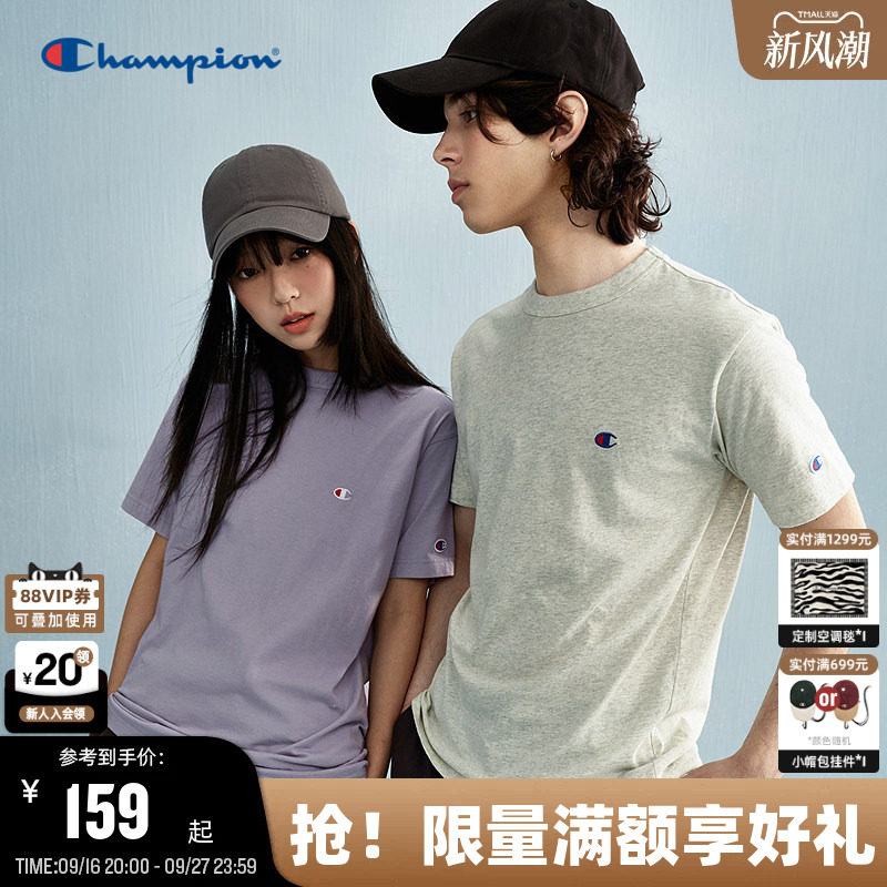 Champion冠军短袖情侣纯棉T恤图片