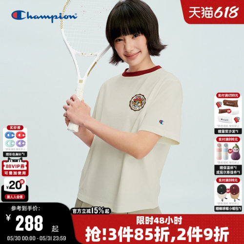 Champion冠军短袖T恤圆领印花女