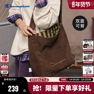 Champion冠军斜挎包26春季新款女大容量帆布包双面可背通勤单肩包