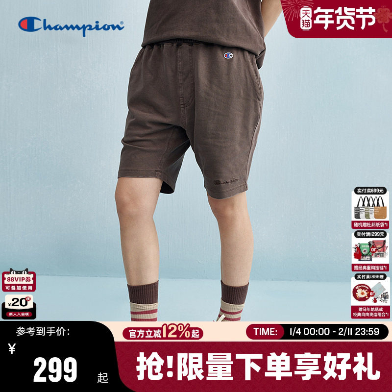 Champion冠军短裤男2025夏季新款五分休闲卫裤水洗做旧风女款潮牌,男装,短裤,淘宝优惠券,粉丝福利购,淘宝优惠卷