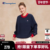 Champion冠军毛衣男2025秋季 风 保暖美式 新款 混色拼接圆领针织衫