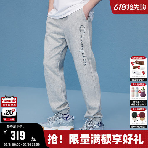 Champion冠军美式刺绣直筒卫裤男
