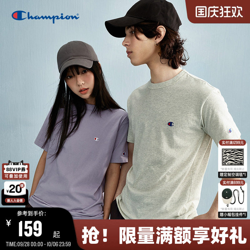 Champion冠军T恤纯棉情侣2026夏季新款男刺绣小C短袖显瘦美式潮牌