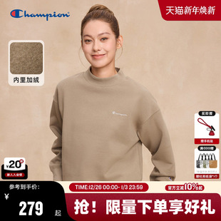 卫衣秋美式 加绒简约款 复古风 新款 Champion冠军半高领卫衣女25冬季
