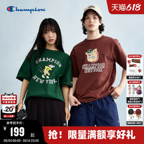 Champion冠军美式复古风情侣短袖