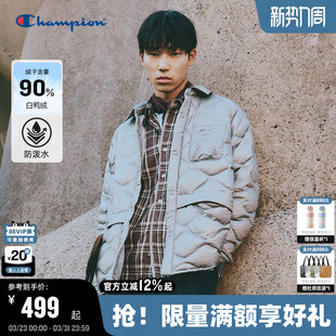 防泼水 美式 Champion冠军轻薄羽绒服男短款 新款 外套女鸭绒 25冬季
