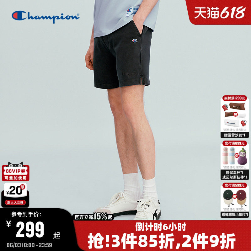Champion冠军短裤男2026夏季新款运动直筒裤女短款显瘦休闲潮黑色
