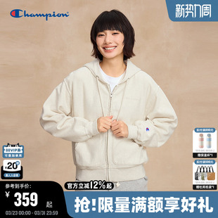 气少女风纯棉外套拉链开衫 小元 新款 Champion冠军连帽卫衣女25秋季