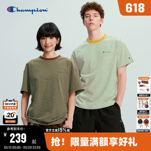 Champion复古条纹短袖T恤