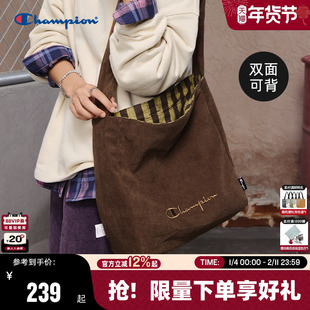 Champion冠军斜挎包26春季新款女大容量帆布包双面可背通勤单肩包