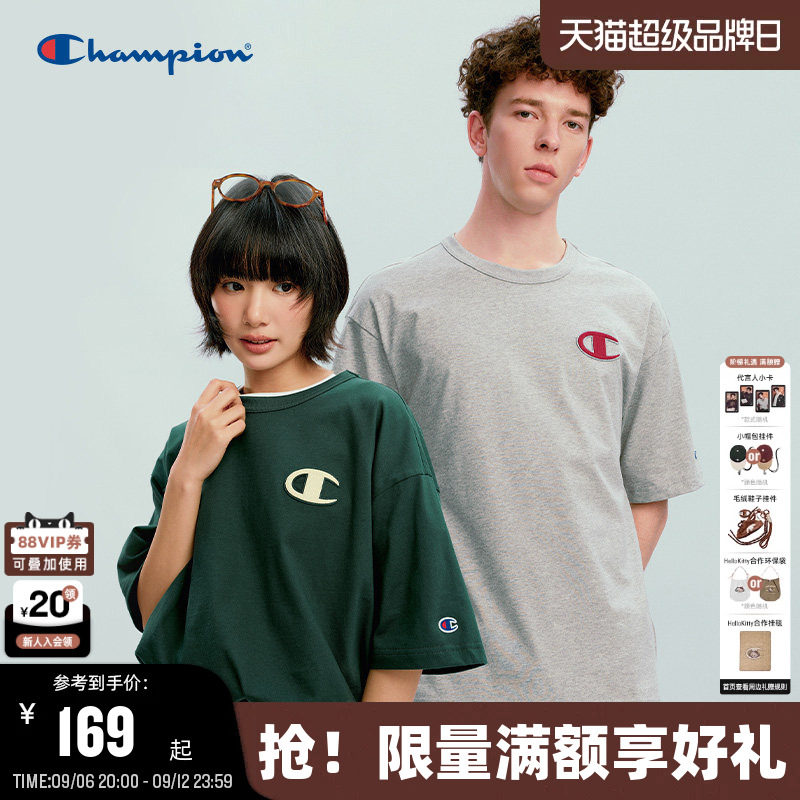Champion圆领短袖T恤纯棉情侣款图片