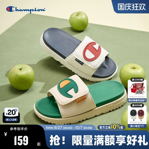 Чемпион Slide 2025 Summer New Men's Splicated Contrast Color Color Peach Semi-Travel Slide 1919 Тренда