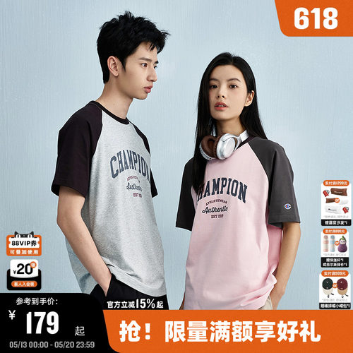 Champion冠军短袖插肩袖情侣款