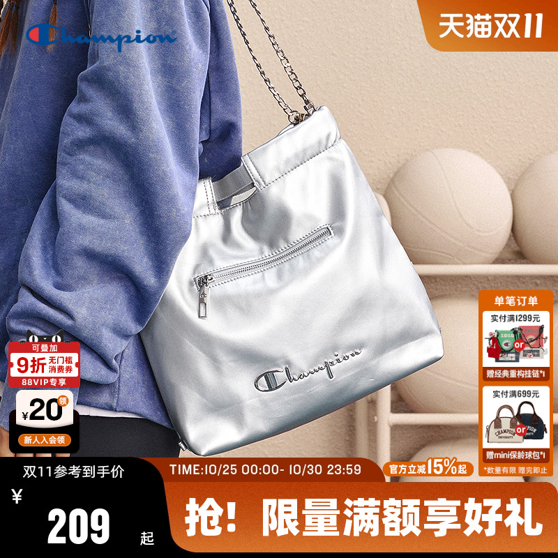 Champion冠军单肩包25秋冬新款垃圾袋双肩包女通勤时尚牛仔手提包