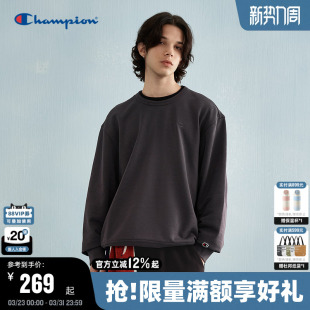 Champion冠军圆领卫衣男春秋新款 简约风潮牌 刺绣情侣上衣美式