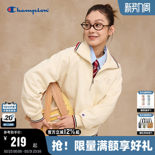 Champion冠军半拉链翻领卫衣女2025秋季 潮海军领简约上衣休闲 新款