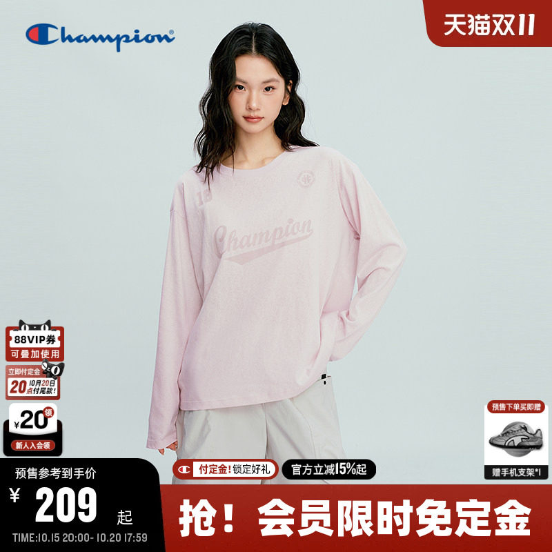 【预售】Champion冠军罩衫长袖T恤女上衣26夏季新圆领粉色上衣