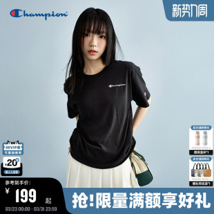 圆领T恤印花logo潮牌女圆领刺绣 新款 Champion冠军短袖 男夏季