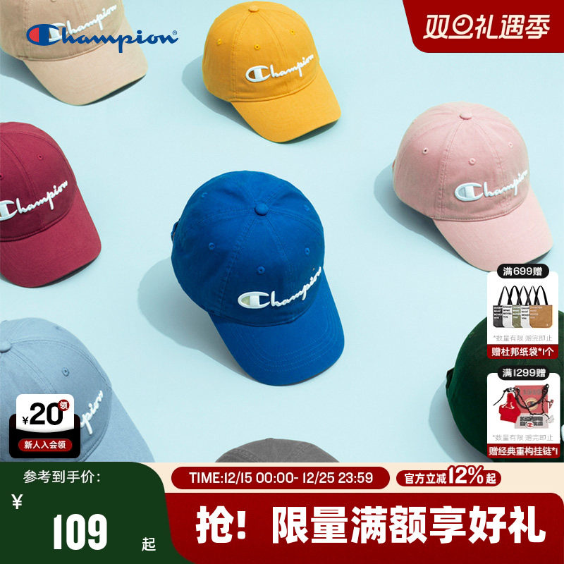 Champion冠军棒球帽情侣25秋冬新款休闲鸭舌帽男红色美式运动帽女
