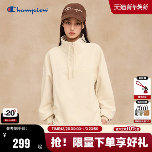 Champion冠军立领卫衣女25冬季 半拉链休闲刺绣都市运动秋格调 新款