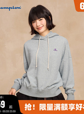 Champion冠军女款卫衣2025秋季新款刺绣连帽卫衣女运动休闲潮红色
